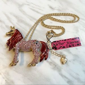 🎉 NWT Betsey Johnson Crystal Unicorn Necklace